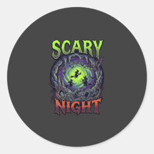 Enge Nacht Heksen Vleermuisgrot Neon Vortex Skelet Ronde Sticker