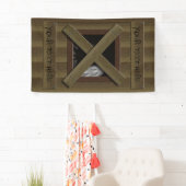 Enge nep gebroken raam met spook Jouw tekst Spandoek (Insitu)