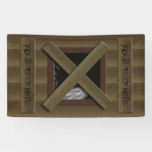 Enge nep gebroken raam met spook Jouw tekst Spandoek (Horizontaal)