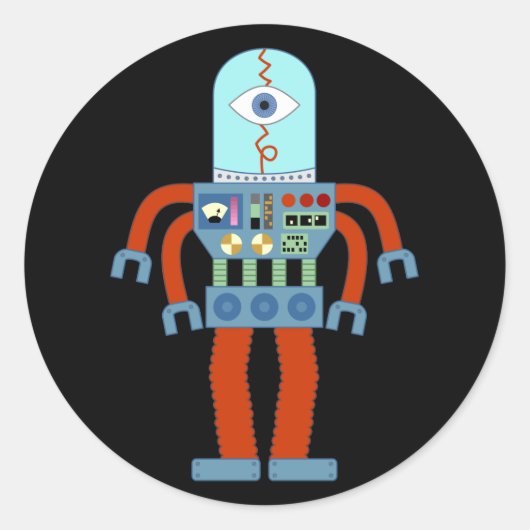 Enge oogbol robot ronde sticker (Voorkant)