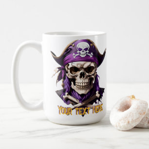 Enge Paarse Pirate Skull en Crossbones Koffiemok