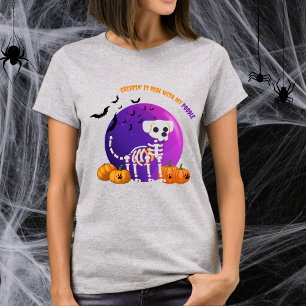 Enge Poedel Halloween Volle Maan T-shirt