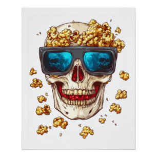 Enge Popcorn Schedel � Grappige Horrorfilm Skelet Perfect Poster