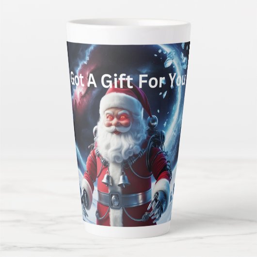 enge robotkerstman latte mok (Voorkant)