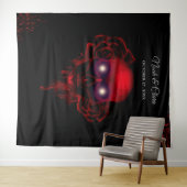 Enge rode bloemendonkere humeurige gothic schedel wandkleed (In Situ (horizontaal))