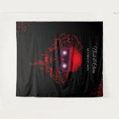 Enge rode bloemendonkere humeurige gothic schedel wandkleed (Voorkant (horizontaal))