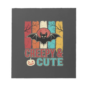 Enge Schattige Halloween Vleermuis Retro Grafisch Notitieblok