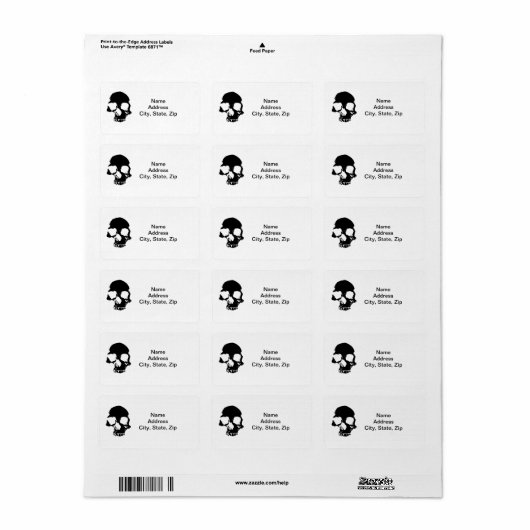 Enge schedel adresetiketten etiket (Full Sheet)
