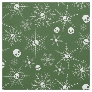 Enge schedel Creepmas Kerst Sneeuwvlokken Groen Stof