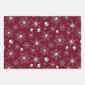 Enge schedel Creepmas Kerst Sneeuwvlokken rood Inpakpapier Vel (Voorkant 2)