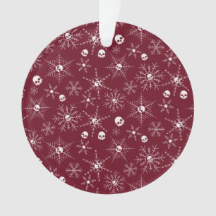 Enge schedel Creepmas Kerst Sneeuwvlokken rood Ornament