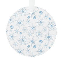 Enge schedel Creepmas Kerst Sneeuwvlokken wit