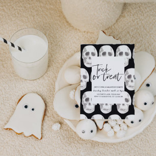 Enge Schedel Trick of Treat Halloween Feest Kaart