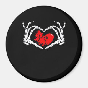 Enge skelet handen en rood hart griezelig Spooky V Magneet