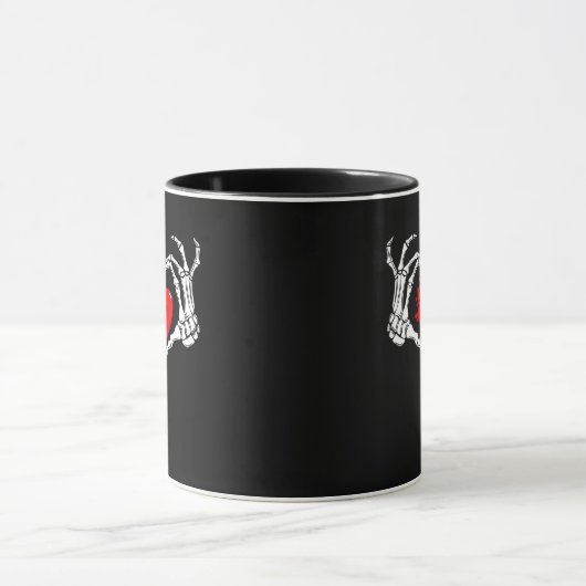 Enge skelet handen en rood hart griezelig Spooky V Mok (Midden)