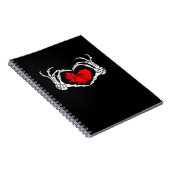 Enge skelet handen en rood hart griezelig Spooky V Notitieboek (Rechterzijde)