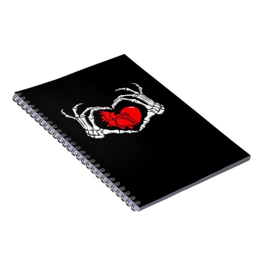 Enge skelet handen en rood hart griezelig Spooky V Notitieboek (Rechterzijde)