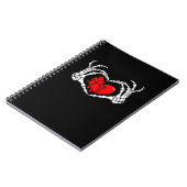 Enge skelet handen en rood hart griezelig Spooky V Notitieboek (Linkerzijde)