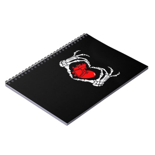 Enge skelet handen en rood hart griezelig Spooky V Notitieboek (Linkerzijde)