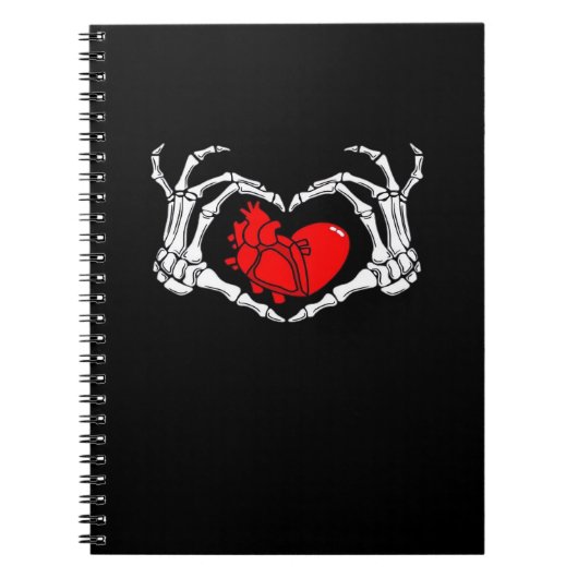 Enge skelet handen en rood hart griezelig Spooky V Notitieboek (Voorkant)