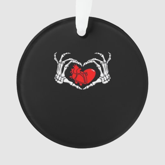 Enge skelet handen en rood hart griezelig Spooky V Ornament (voorkant)
