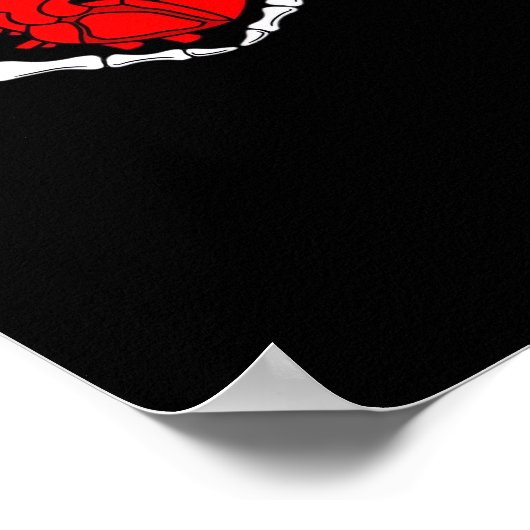 Enge skelet handen en rood hart griezelig Spooky V Poster (Hoek)