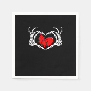 Enge skelet handen en rood hart griezelig Spooky V Servet