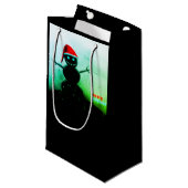 Enge Sneeuwman Gift Bag Klein Cadeauzakje (Voorkant Gekanteld)
