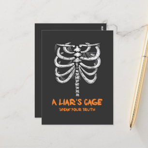 Enge spinnenweb menselijke ribbenkast Halloween Briefkaart
