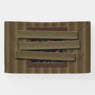 Enge spookachtige huis prop nep raam ogen spandoek