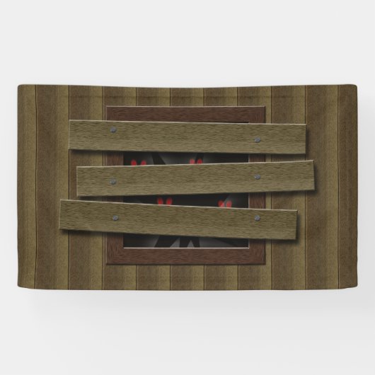 Enge spookachtige huis prop nep raam ogen spandoek (Horizontaal)