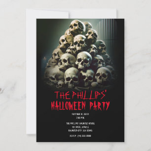 Enge stapel schreeuwende schedels Halloween-feest Kaart