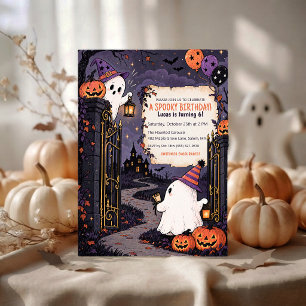 Enge verjaardag van Halloween met vintage geest Kaart