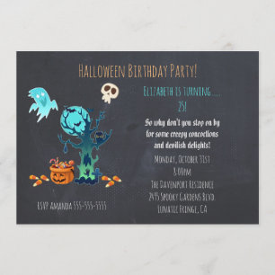 Enge verjaardagsuitnodiging voor Halloween-feestje Kaart