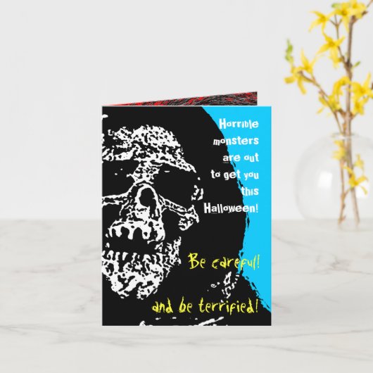 Enge Verrassing Halloween Kaart (Gele Bloem)