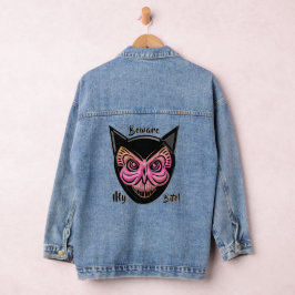Enge vlinder kat schedel denim jas denim jacket