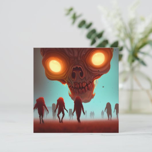 Enge Wandelende Zombie Halloween Kaart (Staand voorkant)