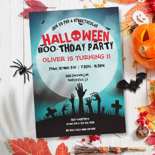 Enge Zombie Halloween Kinderen Verjaardagsfeestje Kaart