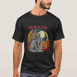 Enge Zwarte Kat Halloween Feest T-shirt