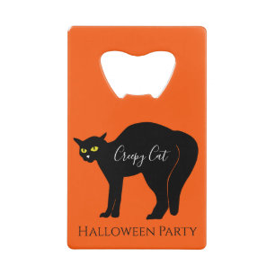 Enge Zwarte Kat Halloween Kredietkaart Flessenopener