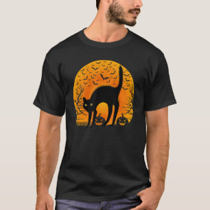 Enge Zwarte Kat Volle Maan Grappige Kattenliefhebb T-shirt
