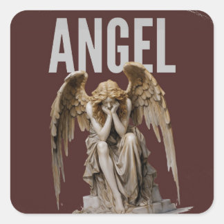 Engel Beeld Kiss-Cut Vinyl Decal Vierkante Sticker