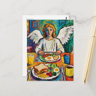 Engel bij het ontbijt briefkaart