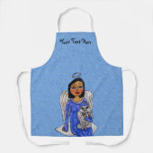 Engel Blauw Jurk Holding Engel Kat op Cloud Schort (Voorkant)