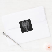 Engel Bleistiftzeichnung Black and white Design Vierkante Sticker (Envelop)