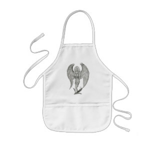 Engel Bleistiftzeichnung Black en white Design Kinder Schort