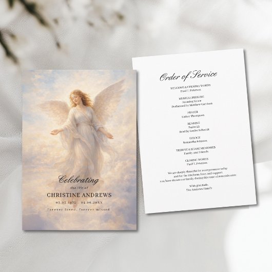 Engel Celebratie van het Leven Funeral Programma