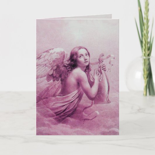 ENGEL DIE OP DE WOLKEN LIER SPEELT FEESTDAGEN KAART (Voorkant)