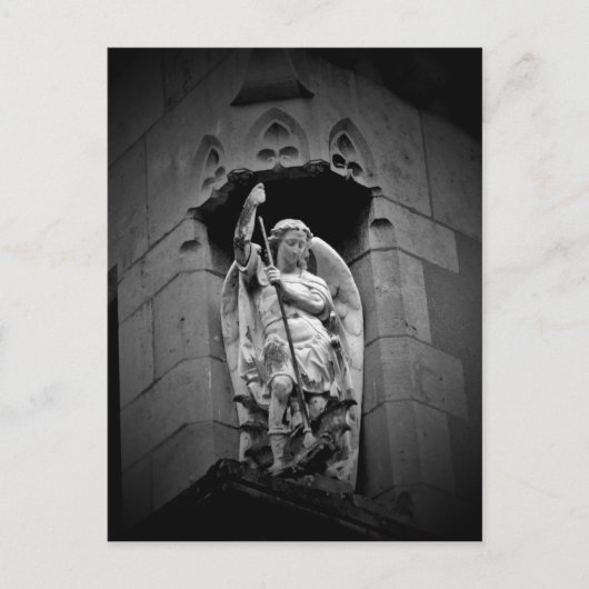 Engel doden draak standbeeld briefkaart (Voorkant)