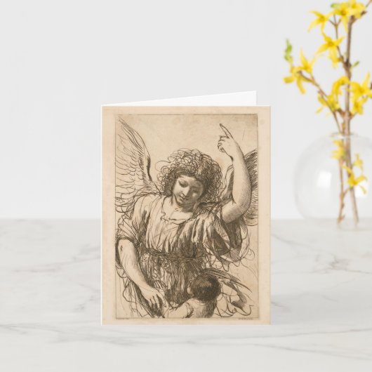 Engel en kind (Guercino) Kaart (Gele Bloem)